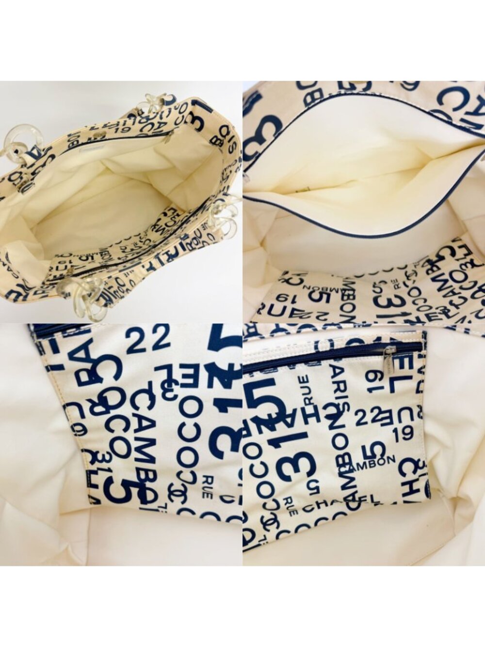 Chanel Logo Mania Typography Tote Canvas Ivory Vintage - Picture 15 of 16